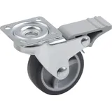 Metafranc Lenkrolle Ø 50 mm - Feststeller - 42 x 42 mm Platte - TPR-Rad - Weiche Lauffläche - Gleitlager - 40 kg Tragkraft / Transportrolle / Möbelrolle / Schwerlastrolle / 802790