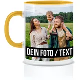 Tasse personalisiert mit eigenem Foto personalisierte Tasse mit Foto Geschenk für Freundin Geschenke Frauen Fototasse bedrucken Muttertagsgeschenk Fototasse Fotogeschenke Kaffeetasse (Gelb)