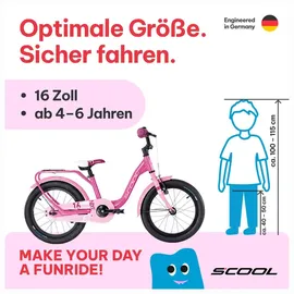 S'COOL SCool niXe 16 Zoll 1-Gang Pink Modell 2025 - 24 cm,