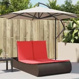 Doppel-Sonnenliege mit Auflagen Braun Poly Rattan - Gartenliegen c4181 - Braun
