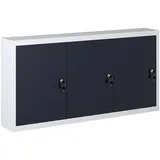 Gecheer Wandmontierbare Wand-Werkzeugschrank Mit 3 verstellbaren Fachböden,1 Lochplatte mit Eurolöchern,Werkstattschrank Mit 3 abschließbaren Türen,Aufbewahrungsschränke 120 x 19 x 60 cm,Metall