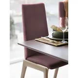 Polsterstuhl STRESSLESS "Laurel", rot (bordeaux batick, eiche natur), B:57cm H:105cm T:60cm, Leder BATICK: BATICK ist ein leicht korrigiertes, durchgefärbtes und genarbtes Möbelleder, bei dem die meisten Unebenheiten und Spuren in der Regel entfernt wurden., Stühle, Polsterstuhl, High Back, Größe L, mit abgerundeten Beinen in Eiche natur