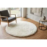 KUHFELL online & NOMAD Fellteppich Lammfell Teppich Rund aus echtem britischen Schaffellen in ver. Größen weiß Ø 120 cm