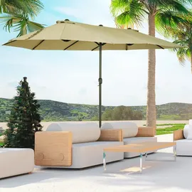 Outsunny Doppelsonnenschirm 455 x 270 cm Hellkaffee