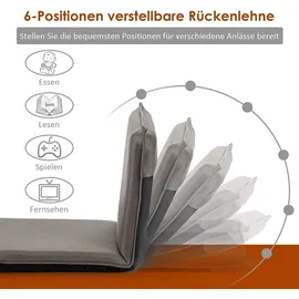 Costway Bodenstuhl mit 6-stufig verstellbarer Rückenlehne, Grau