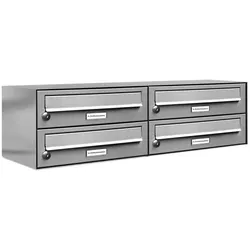 AL Briefkastensysteme 4 Fächer Premium Edelstahl Wand Briefkasten Anlage für Post A4, modern, robust und wetterfest, Artikelnummer: 132V4EA2