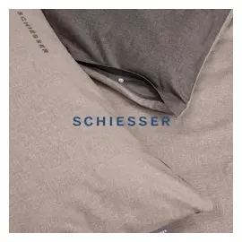 SCHIESSER Doubleface Renforcé taupe/dunkelgrau 155 x 220 cm + 80 x 80 cm