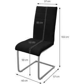 ML-Design Esszimmerstühle 4er Set Schwarz Schwingstuhl Freischwinger mit hoher Rückenlehne Kunstleder