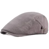 Yixda Herren Gatsby Schirmmütze Vintage Cotton Flatcap Schiebermütze Newsboy Flat Cap (Grau) - Einheitsgröße