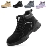Bawalon Sicherheitsschuhe Herren Leicht Sicherheitsstiefel Herren Damen Wasserdicht Arbeitsschuhe mit Stahlkappe Schwarz 47 EU - 47 EU