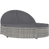 vidaXL Doppel-Sonnenliege mit Kissen Poly Rattan Grau