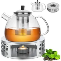 Teekanne Mit Teesieb, 1500 Ml Glas-teekanne + Teewärmer Mit Kerze, Glas-teekanne Mit Wärmer, Herausnehmbarem Teesieb Und Edelstahlfilter, Geschenkidee Und Wohnaccessoires