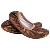 Siegertreppchen Turnschläppchen Glitzer Bronze (Größe 24 – 40) Gymnastikschuhe für Mädchen & Jungen Ballettschuhe atmungsaktiv & rutschfest Ballerina rosa 24 EU