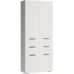 Hochschrank INOSIGN "Skara", weiß, B:76cm H:180cm T:35cm, Spanplatte, Schränke, mit drei variablen Einlegeböden