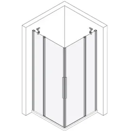 Koralle myDay Eckdusche mit Pendeltür rechts 76,5 x 78,5 cm silber ESG GlasPlus VB01608020DP1