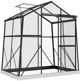 Outsunny Alu-Gewächshaus,, Schwarz, Metall, Kunststoff, 131x203x192 cm, Gartenzubehör, Hochbeete