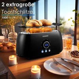Steinborg 4 Scheiben Toaster Digitales Display m. Brötchenaufsatz