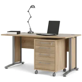 VCM Prisme Schreibtisch mit Rollcontainer Eiche Dekor