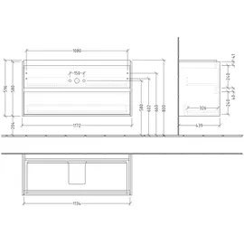 Villeroy & Boch Waschtischunterschrank 2 Auszüge 117,2 x 59,6 x 43,9 cm Nordic Oak