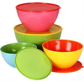 monzana Monzana® Schüssel mit Deckel 4er Set – Kunststoff BPA-frei, 900ml-4000ml, stapelbar, luftdicht, spülmaschinenfest, Rühr-, Aufbewahrung- & Backschüssel