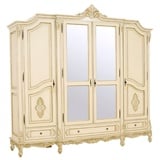 Casa Padrino Luxus Barock Schlafzimmerschrank Creme / Beige - Prunkvoller Massivholz Schrank mit 4 Türen und 3 Schubladen - Barock Kleiderschrank - Barock Schlafzimmer Möbel