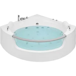 Whirlpool Badewanne weiß Eckmodell mit LED 187 x 136 cm MANGLE