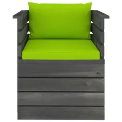 vidaXL Gartensessel mit Kissen Kiefernholz : Farbe - Hellgrün