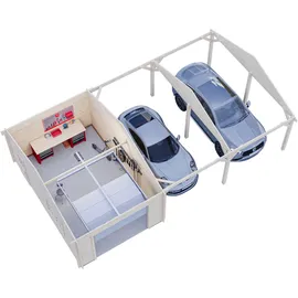 Palmako Garage Roger mit Sektionaltor 953 x 550 cm Naturbelassen FSC®