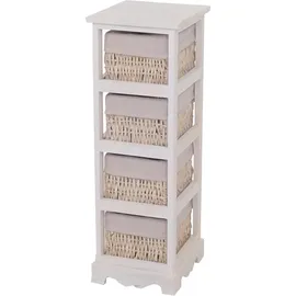 Mendler Regal Kommode mit 4 Korbschubladen 74 x 25 x 28 cm Weiß