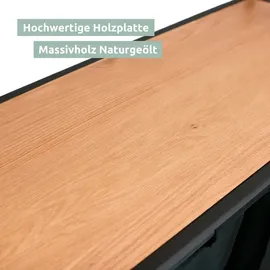 holz4home holz4home® Wäschekorb 2 Fächer 92 Liter ausziehbar mit Aufbewahrungsbox schwarz/Eiche-Dekor Natur