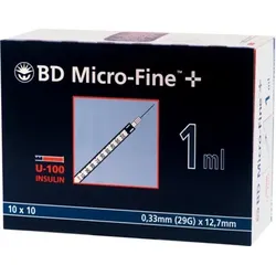 BD MICRO-FINE+ Insulinspritzen 1 ml U100 12,7 mm 100X1 ml Spritzen