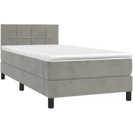 vidaXL Boxspringbett mit Matratze & LED Hellgrau 90x190 cm Samt