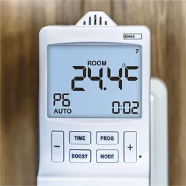 EMOS 2in1 Steckdosenthermostat mit digitaler Zeitschaltuhr Schuko, weiß