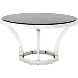 Casa Padrino Luxus Edelstahl Esstisch mit schwarzem Glas 130 x H. 75 cm - Designer Tisch