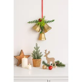 I.GE.A. Dekohänger I.GE.A. "Glocken", gold, B:9cm H:25cm, Kunststoff, Dekohänger, zum Hängen, 2er Set, Weihnachtsdeko Kranzdeko