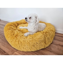 Pamek Hundekorb küscheliges Tierbett Hunde-Himmel Plüsch für Hunde und Katzen, Einfache Reinigung in der Waschmaschiene. gelb 100 cm