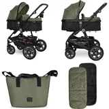 Lorelli Kinderwagen Lora Gummiräder Tragetasche Sportsitz Fußabdeckung grün