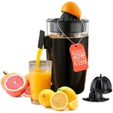 Wintem - Elektrische Zitruspresse 40 W mit verstellbarem Filter für personalisierten Saft, austauschbare Kegel für Zitronen und Orangen, leicht zu reinigen und mit 0,5 l Tank