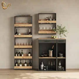 livinity® Weinregal 60 x 180 cm Goldkraft Eiche/Anthrazit