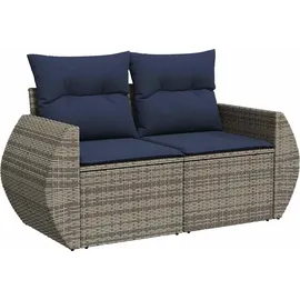 vidaXL Gartensofa-Set 9-tlg. grau Polyrattan