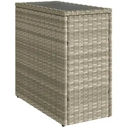 vidaXL Garten-Beistelltisch mit Glasplatte 58x27,5x55 cm Poly Rattan