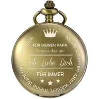 TREEWETO Taschenuhr mit Gravur Kette Herren Bronze Geschenk zum Geburtstag Vatertag Vater