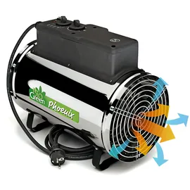 Bio Green Elektro-Gewächshausheizung Phoenix mit 3 Heizstufen bis 2.800 Watt | Thermostat | 460 m3/h Luftumwälzung | Umluft-Modus | spritzwassergeschützt