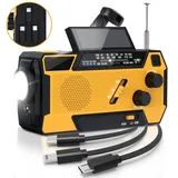 Greadio Notfallradio mit Solar & Kurbel, Ideal für Notfälle & Outdoor Radio (Tuning-Regler, 7 NOAA-Wetterkanäle, AM/FM/WB (NOAA) Empfang, Wetterwarnungen, 2000mAh, AM/FM, 3 integrierte Kabel) orange 16.45 cm x 6.26 cm x 7.8 cm