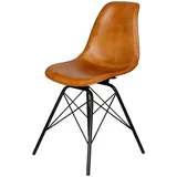 Casa Moro Esszimmerstuhl Lederstuhl Cognac Braun Schalensitz (Schicker Echtleder Konferenzstuhl Esszimmerstuhl Mid-Century Look), Echtleder Stuhl. 1er, 2er, 4er & 6er Set Esszimmerstühle braun
