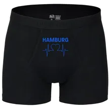 multifanshop Boxershorts Hamburg - Herzschlag blau/schwarz XL 2er Pack