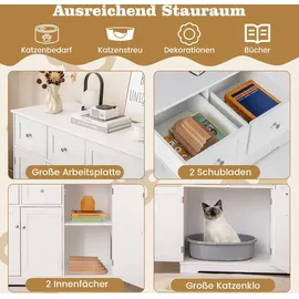 Costway Katzenschrank für Katzentoilette 100 x 45 x 80 cm Weiß