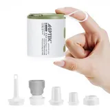 AGPTEK Elektrische Luftpumpe für Aufblasbare, 5.5kPa Luftpumpe mit LED-Licht, 1600mAh wiederaufladbarem Akku und magnetischem Design – Mini-Luftpumpe & Campinglampe mit 5 Düsen für Luftmatratzen Grün