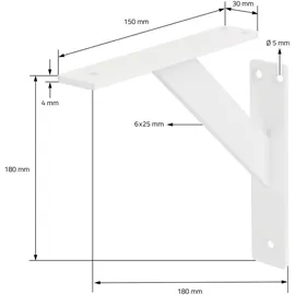 ML-Design 4 Stück Regalhalterung 180 x 180 mm Weiß Aluminium Schwebende