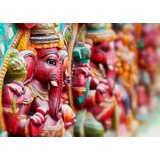 Rasch Textil Rasch Fototapete 363494 - Vliestapete mit indischem Elefanten in Pink Grün aus der Kollektion Indian Style -3,71m x 2,65m (BxL)